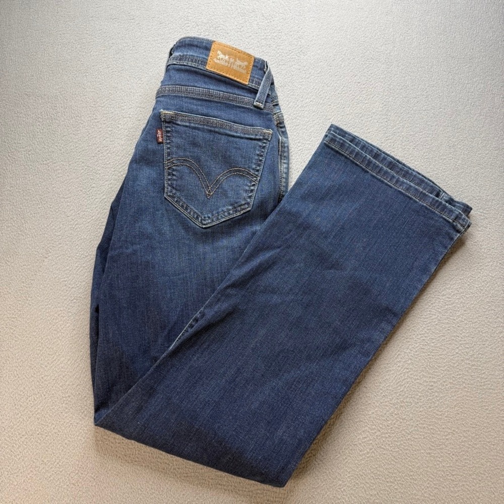 Levis 529 Curvy Bootcut Jeans Mid Rise Size 4S Blue Denim Stretch Flare Western